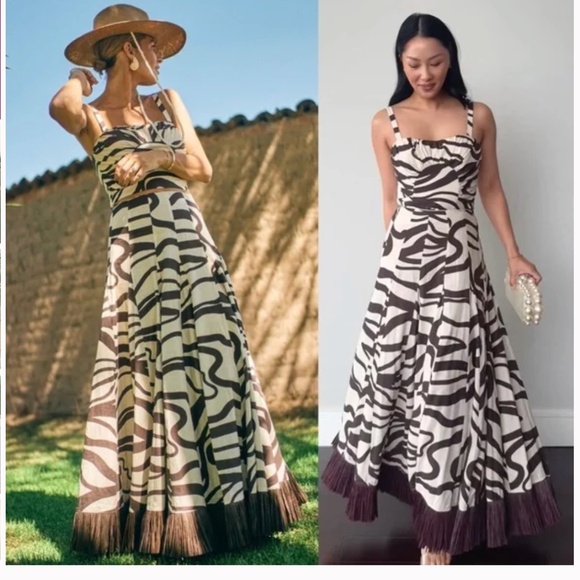 ANTONIO MELANI Dresses & Skirts - ANTONIO MELANI Style Somers Swirl Print Linen Blend Straw Trim Two Piece sz 0